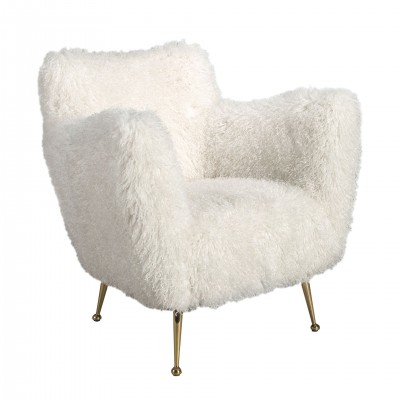 Fotoliu modern design LUX, Tapiterie Fir Lung Alb, Armchair