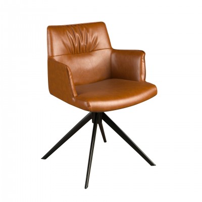 Scaun pivotant design LUX, Piele sintetica, Cognac brown