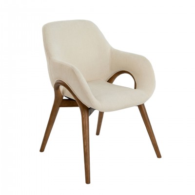 Scaun modern design italian, Lemn, Tesatura, Beige