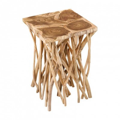 Masuta laterala, lemn de tec, design stilt, Driftwood 60cm
