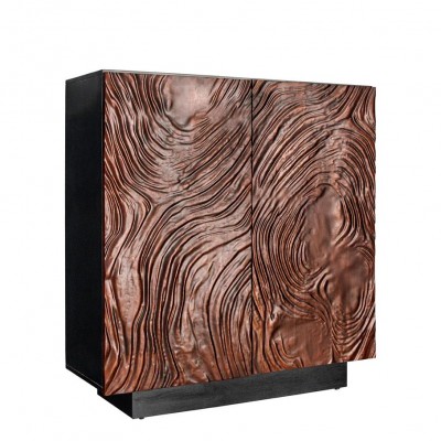 Comoda, Bufet cu model 3D, Lemn Salcam, Maro, FLUID 110cm