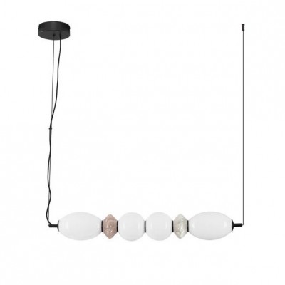 Pendul LED decorativ ceramic mocha, gri, alb,  PALLINA