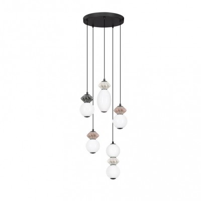 Lustra LED suspendata decorativa ceramica mocha, gri, alb,  PALLINA 5L