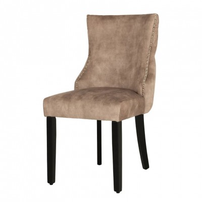 Set 2 scaune Stil Baroc, Catifea, Bej, Lemn, Negru, CASTLE DELUXE