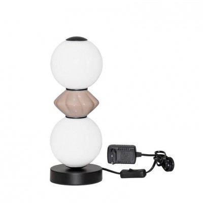 Veioza LED decorativa ceramica mocha, alb, PALLINA