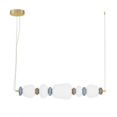 Lustra LED decorativa ceramic maro, albastru, alb, PALO