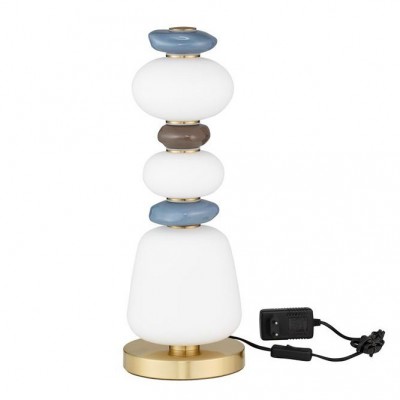 Veioza LED decorativa ceramica maro, albastru, alb, PALO
