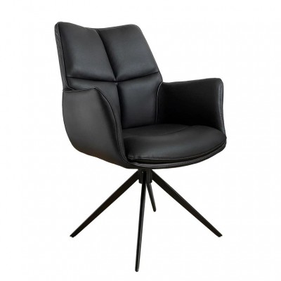 Scaun pivotant modern, Piele Naturala, Negru, PAPILLON