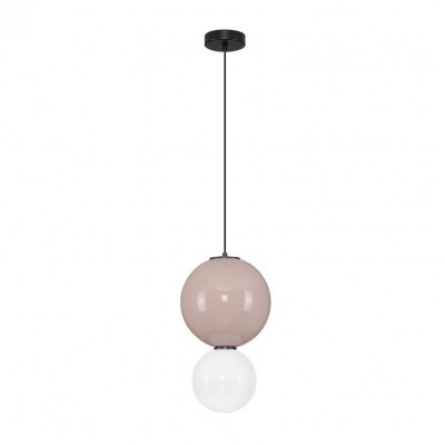 Pendul LED decorativ portelan mocha, sticla alb, NOESIS