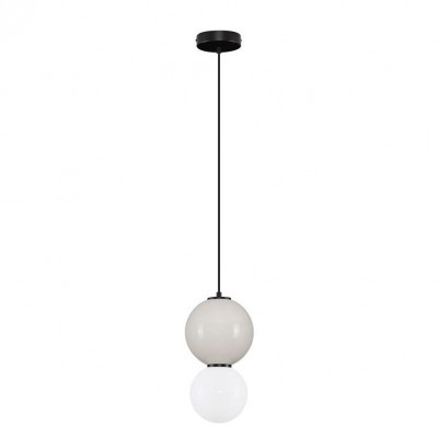 Pendul LED decorativ portelan gri deschis, sticla alb, NOESIS