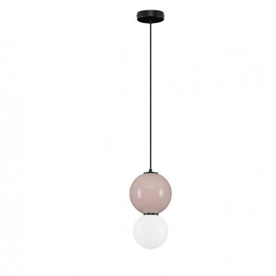 Pendul LED decorativ portelan mocha, sticla alb, NOESIS