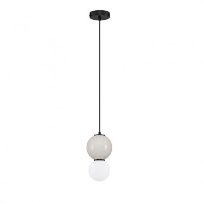 Pendul LED decorativ portelan gri deschis, sticla alb, NOESIS
