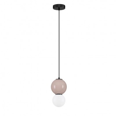 Pendul LED decorativ portelan mocha, sticla alb, NOESIS