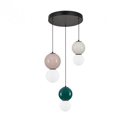 Lustra LED decorativa portelan mocha, jasper, gri,  sticla alb, NOESIS