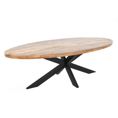 Masa de sufragerie ovala, Lemn de mango, Natur, GALAXIE 240cm