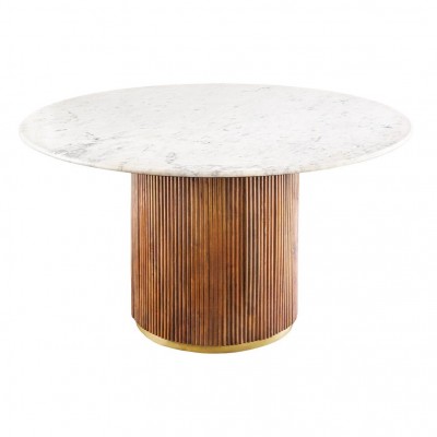 Masa rotunda design retro, Lemn, Marmura alba, GATSBY 140cm