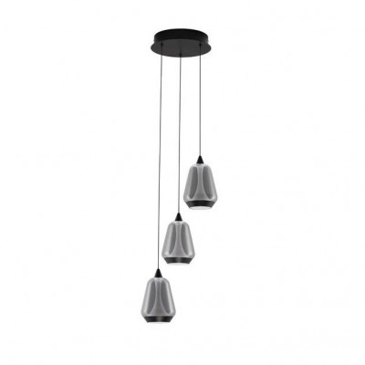 Lustra moderna cu 3 pendule LED, Metal, Sticla, Fumuriu, ALISH