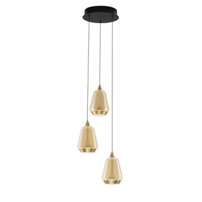 Lustra moderna cu 3 pendule LED, Metal, Sticla, Champaign, ALISH