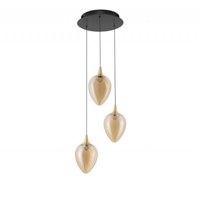 Lustra moderna cu 3 pendule LED, Metal, Sticla, Champaign, Nali
