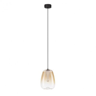 Pendul LED modern, Metal, Sticla, Chihlimbar, OBLO