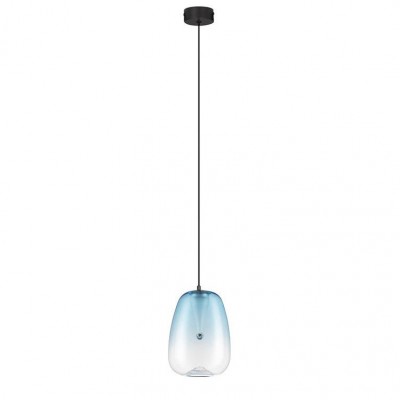 Pendul LED modern, Metal, Sticla, Albastru deschis, OBLO