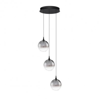 Lustra moderna cu 3 pendule LED, Metal, Sticla, Fumuriu, ORENDA