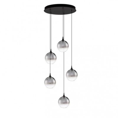 Lustra moderna cu 5 pendule LED, Metal, Sticla, Fumuriu, ORENDA