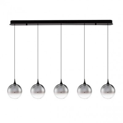 Lustra moderna cu 5 pendule LED, Metal, Sticla, Fumuriu, ORENDA