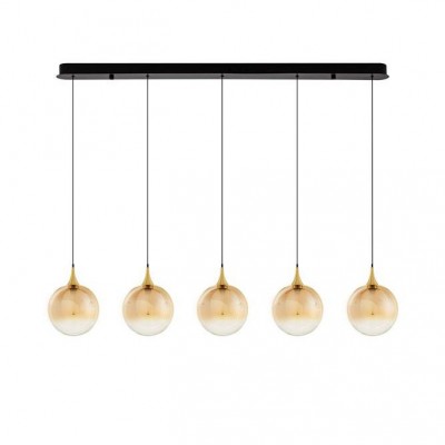 Lustra moderna cu 5 pendule LED, Metal, Sticla, Champaign, ORENDA