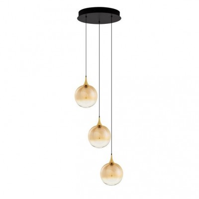 Lustra moderna cu 3 pendule LED, Metal, Sticla, Champaign, ORENDA