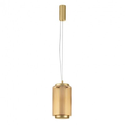 Pendul LED modern, Metal, Sticla, Chihlimbar, VESPER
