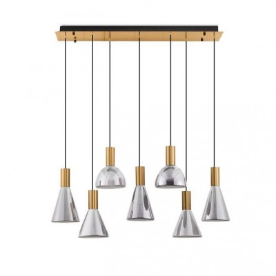 Lustra moderna cu 7 pendule LED, Metal, Sticla, Fumuriu, Voi