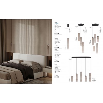 Pendul LED modern, Metal, Sticla, Moca, SANO