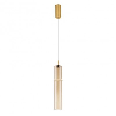 Pendul LED modern, Metal, Sticla, Cognac, SANO