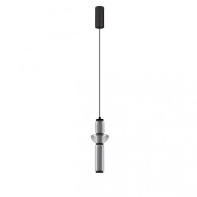 Pendul LED modern, Metal, Negru, Sticla, Fumurie, Ulon