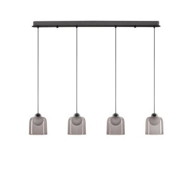 Lustra cu 4 pendule LED, Metal, Negru, Acrilic, DIONE